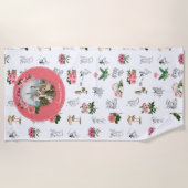 Fairies Pink Floral Mushroom Fairy Castle Monogram Strandtuch (Vorderseite)