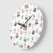 Fairies Pink Floral & Mushroom Fairy Pattern Große Wanduhr (Winkel)