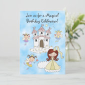 Fairies, Prinzessin und Burg Einladung zum Geburts (Stehend Vorderseite)