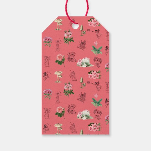 Fairies Rosa Blumenstrauß Pilz-Pilz Fairy Burg Geb Geschenkanhänger (Rückseite)