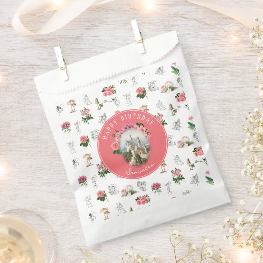 Fairies Rosa Blumenstrauß Pilz-Pilz Fairy Burg Geb Geschenktütchen (Ausgeschnitten)