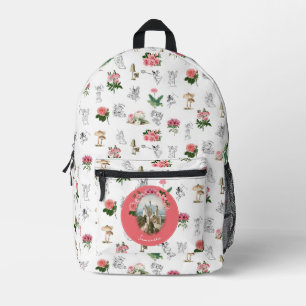 Fairies Rosa Mushroom Fairy Castle Monogram Bedruckter Rucksack