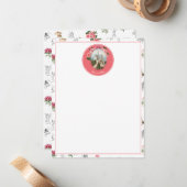 Fairies Rosa Mushroom Fairy Castle Monogram Mitteilungskarte (Vorderseite/Rückseite Beispiel)