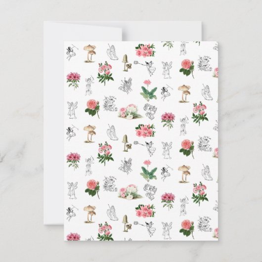 Fairies Rosa Mushroom Fairy Castle Monogram Mitteilungskarte (Rückseite)