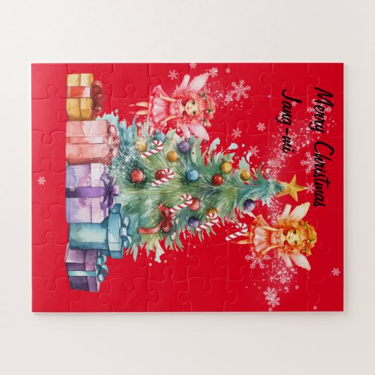 Fairies schmücken den Weihnachtsbaum Puzzle (Horizontal)