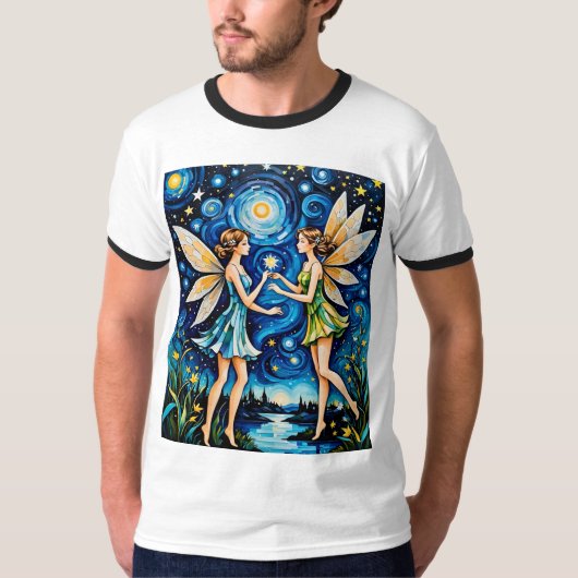 Fairies Sharing Stars Night Sky Shirt (Vorderseite)