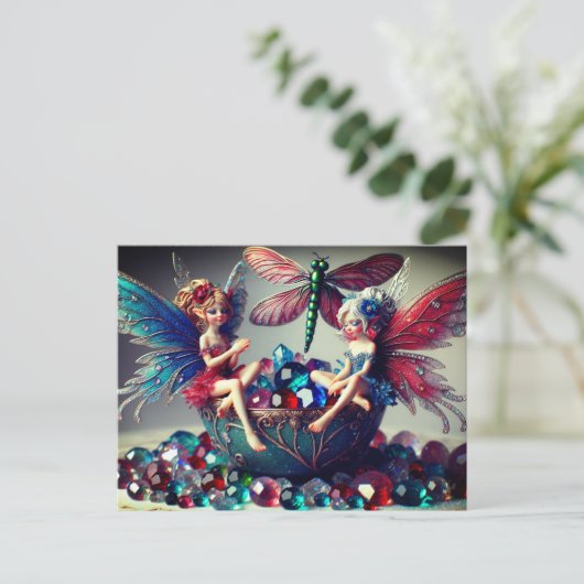 Fairies sitzend postkarte (Stehend Vorderseite)