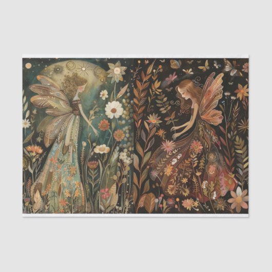 Fairies Spring/Fall Decoupage Tissue Seidenpapier (Vorderseite)