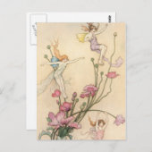 Fairies springen auf Blume Postkarte (Vorne/Hinten)