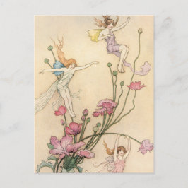 Fairies springen auf Blume Postkarte
