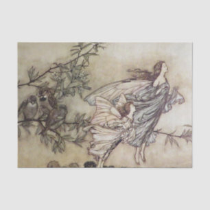„Fairies Tiff mit den Vögeln“ von Arthur Rackham Seidenpapier