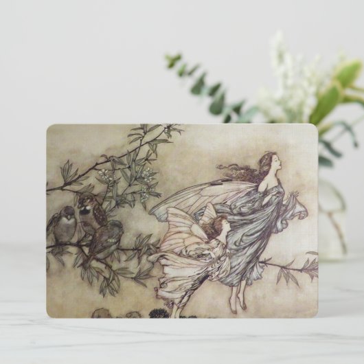 "Fairies Tiff with the Birds" von Arthur Rackham Einladung (Stehend Vorderseite)