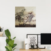 "Fairies Tiff with the Birds" von Arthur Rackham Poster (Heimbüro)