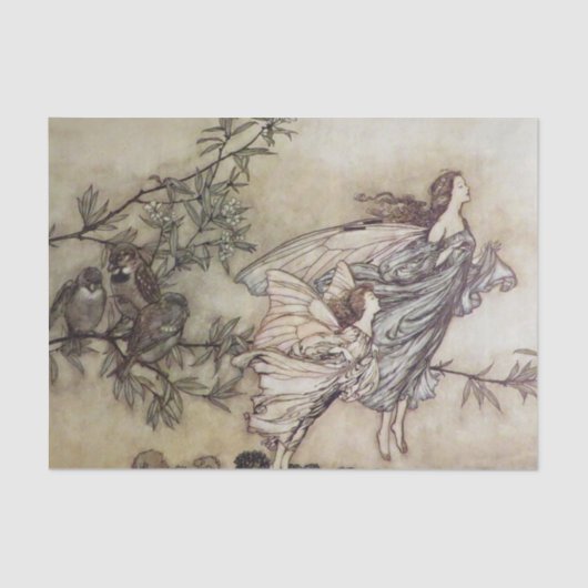 "Fairies Tiff with the Birds" von Arthur Rackham Seidenpapier (Vorderseite)