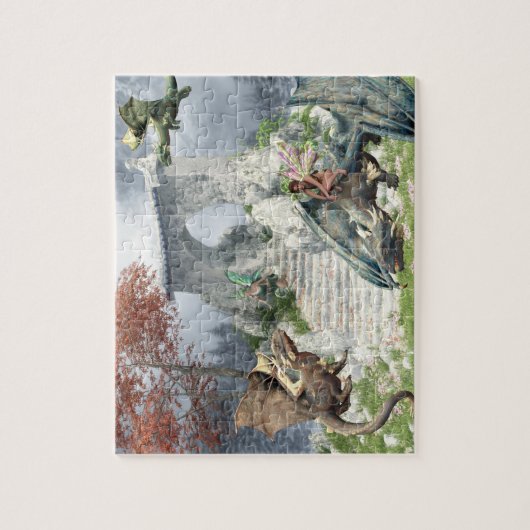 Fairies und Baby Dragons Fantasy Landscape Puzzle (Vertikal)