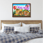 Fairies und Baby Feentigers Fantasy Original Art Leinwanddruck (Insitu (Schlafzimmer))