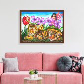Fairies und Baby Feentigers Fantasy Original Art Leinwanddruck (Insitu (Wohnzimmer))