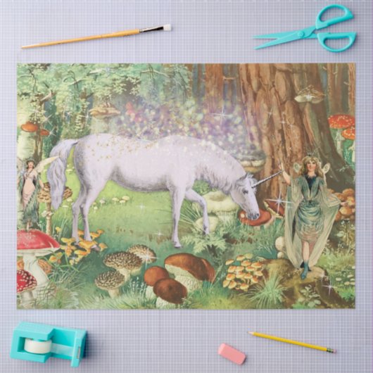 Fairies Verzauberter Wald Woods Unicorn Decoupage  Seidenpapier (Basteln)