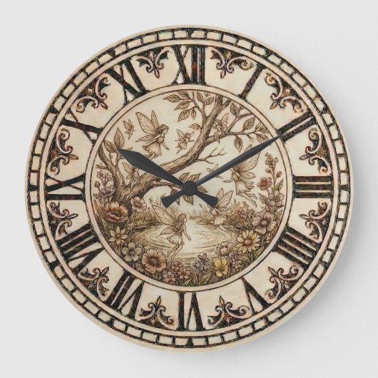 Fairies Wall Clock Große Wanduhr (Vorderseite)