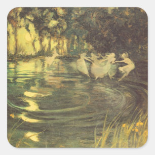 Fairies Whirl by Arthur Black, Vintager Fairy Danc Quadratischer Aufkleber