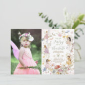 Fairies Wildblume Blume Geburtstag Foto Einladung (Stehend Vorderseite)
