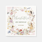 Fairies Wildblume Wiese Blume Geburtstag Serviette (Vorderseite)