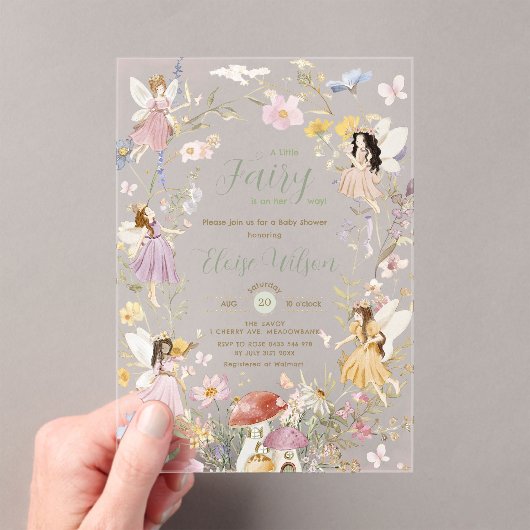 Fairies Wildblumen Blume Meadow Baby Dusche Acryleinladungen (Insitu (Handheld))