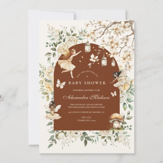 Fairies Wildblumen Blume Meadow Baby Dusche Einladung (Vorderseite)