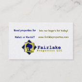 Fairlake Eigenschaften: Beruflich Visitenkarte (Rückseite)