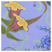 Fairlyland-Blume auf hellblauem Hintergrund Stoff (Nahaufnahme)