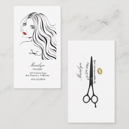 Fairstylist Silhouette Business Card Visitenkarte (Vorne/Hinten)