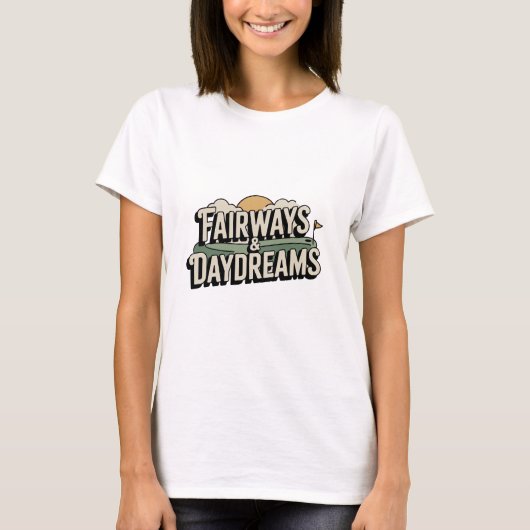 Fairways And Daydreams Retro Landscape Art T-Shirt (Vorderseite)