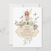 Fairy 1. Geburtstag Echanted Wildblume Party Einladung (Vorderseite)