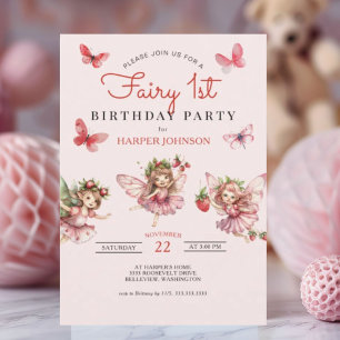 Fairy 1. Geburtstag Party Einladung