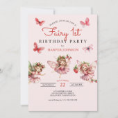 Fairy 1. Geburtstag Party Einladung (Vorderseite)
