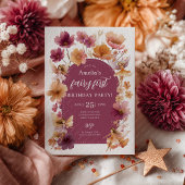 Fairy 1st Birthday Fairy Fall Burgundy Orange Einladung