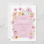 Fairy 1st Birthday Fairy Party Pink Peach Girl Einladung (Vorderseite)