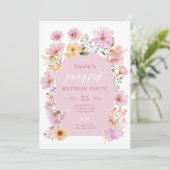 Fairy 1st Birthday Fairy Party Pink Peach Girl Einladung (Stehend Vorderseite)