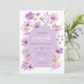 Fairy 1st Birthday Fairy Purple Girls Party Einladung (Stehend Vorderseite)