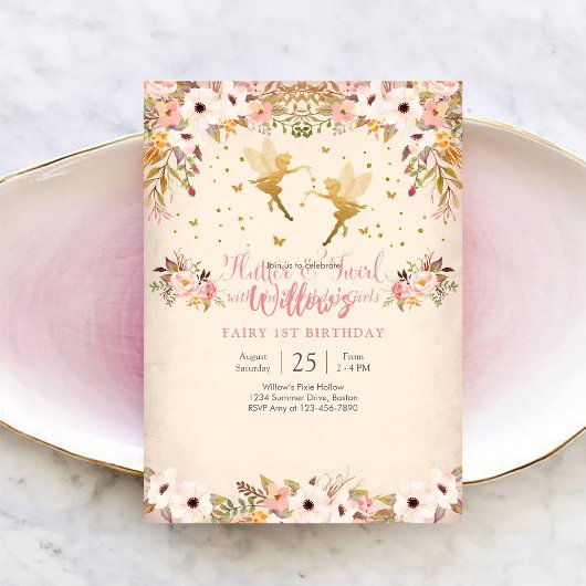Fairy 1st Birthday Invitation Einladung