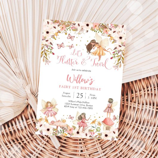 Fairy 1st Birthday Party Invitation Einladung