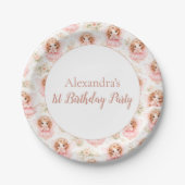 Fairy 1st Birthday Pink Garden Pappteller (Vorderseite)