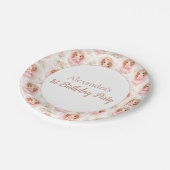 Fairy 1st Birthday Pink Garden Pappteller (Schrägansicht)