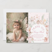 Fairy 1st Birthday Whimsical Photo Thank you Card Einladung (Vorderseite)