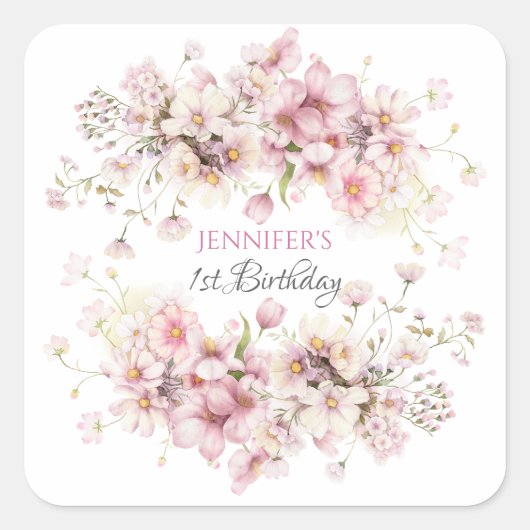 Fairy 1st Girls Pink Birthday Sticker (Vorderseite)