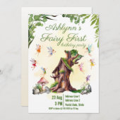 Fairy 1st Pixie & Treehouse Garden Party Birthday Einladung (Vorne/Hinten)
