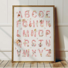 Fairy Alphabet ABC Poster Kids Room Decor