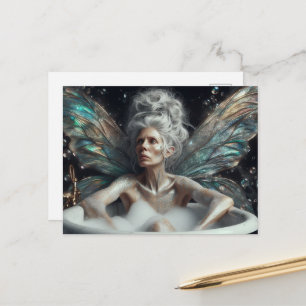 Fairy-Ältere-Frau Gray Hair im Bubblebad Postkarte