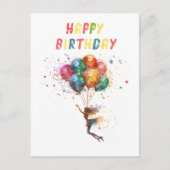 Fairy and Balloons buntes Glück zum Geburtstag Postkarte (Vorderseite)