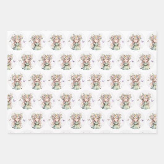 Fairy and Butterfly Gift Wrap Geschenkpapier Set (Vorderseite)